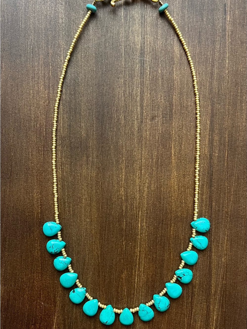 NWOT delicate, teardrop, turquoise, and gold accents necklace - Picture 3 of 3